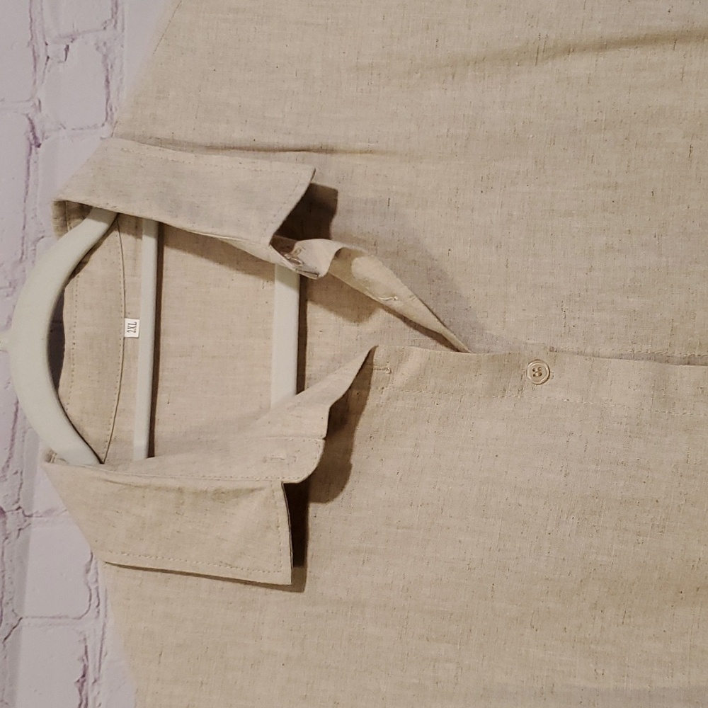 NWOT Mordenmiss 100% Linen Flounced Blouse - Picture 2 of 7